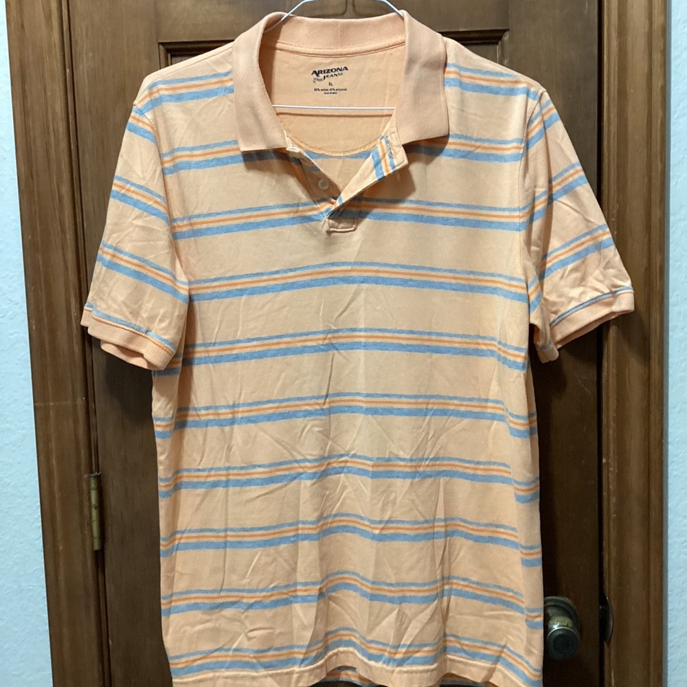 Arizona Jeans XL orange stripe polo golf shirt nice pre worn